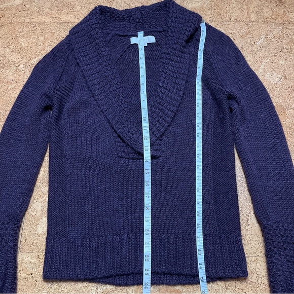 Loft Ann Taylor Alpaca Blend Deep V Shawl Sweater Purple Sz M - Picture 13 of 14